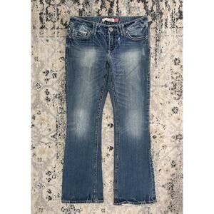 Aeropostale Hailey Skinny Flare Jeans Low Rise Womens 5/6 Y2K Stretch Blue Denim